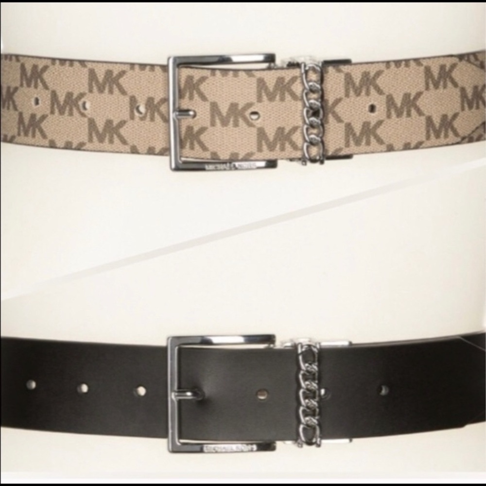 NWT MK size XL Belt. Reversible. Beige with MK